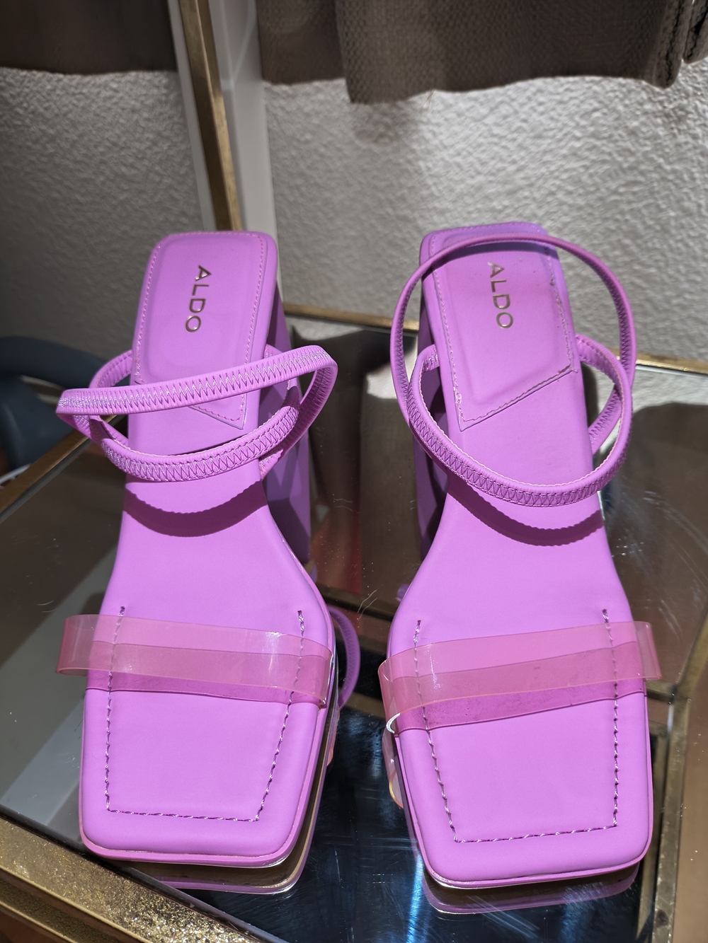 ALDO Women’s Pink Strappy Block Heel Sandals